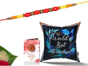 Pillow Rakhi for Brother with Gift - Rakhi with Rakhi Cushion with Filler Greeting Card- Rakhi for Brother, Gifts for Brother, Gifts for Rakhi, Gifts for Rakshabandhan Rakhi Gifts-CH-BRO-21-PD