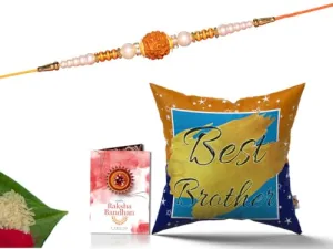 Pillow Rakhi for Brother with Gift - Rakhi with Rakhi Cushion with Filler Greeting Card- Rakhi for Brother, Gifts for Brother, Gifts for Rakhi, Gifts for Rakshabandhan Rakhi Gifts-CH-BRO-33-PB