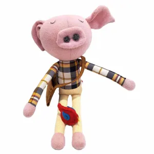 Plush - Pig in Blue Yellow Plaid Shirt by Fly Little Bird