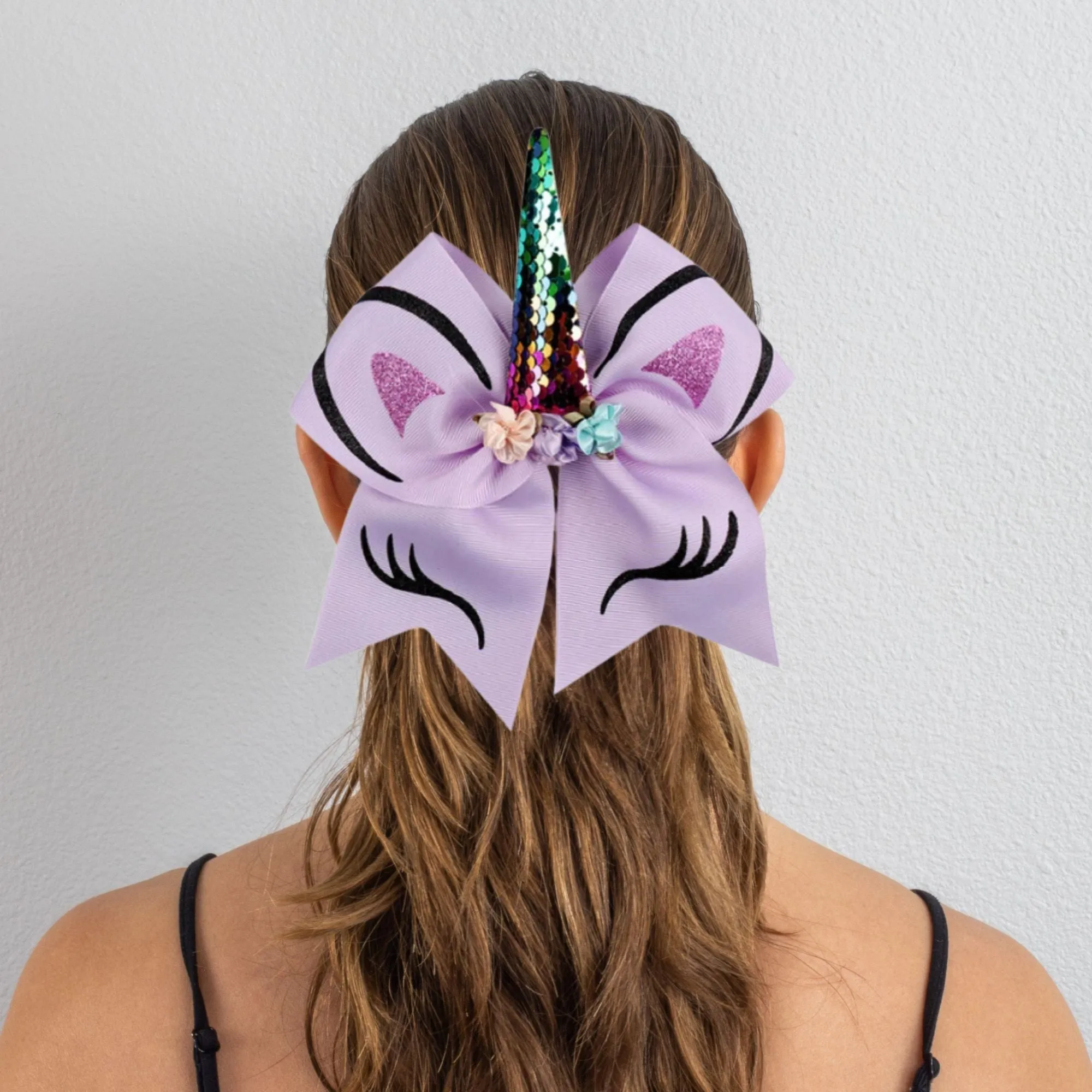 Purple Unicorn Cheer Bow