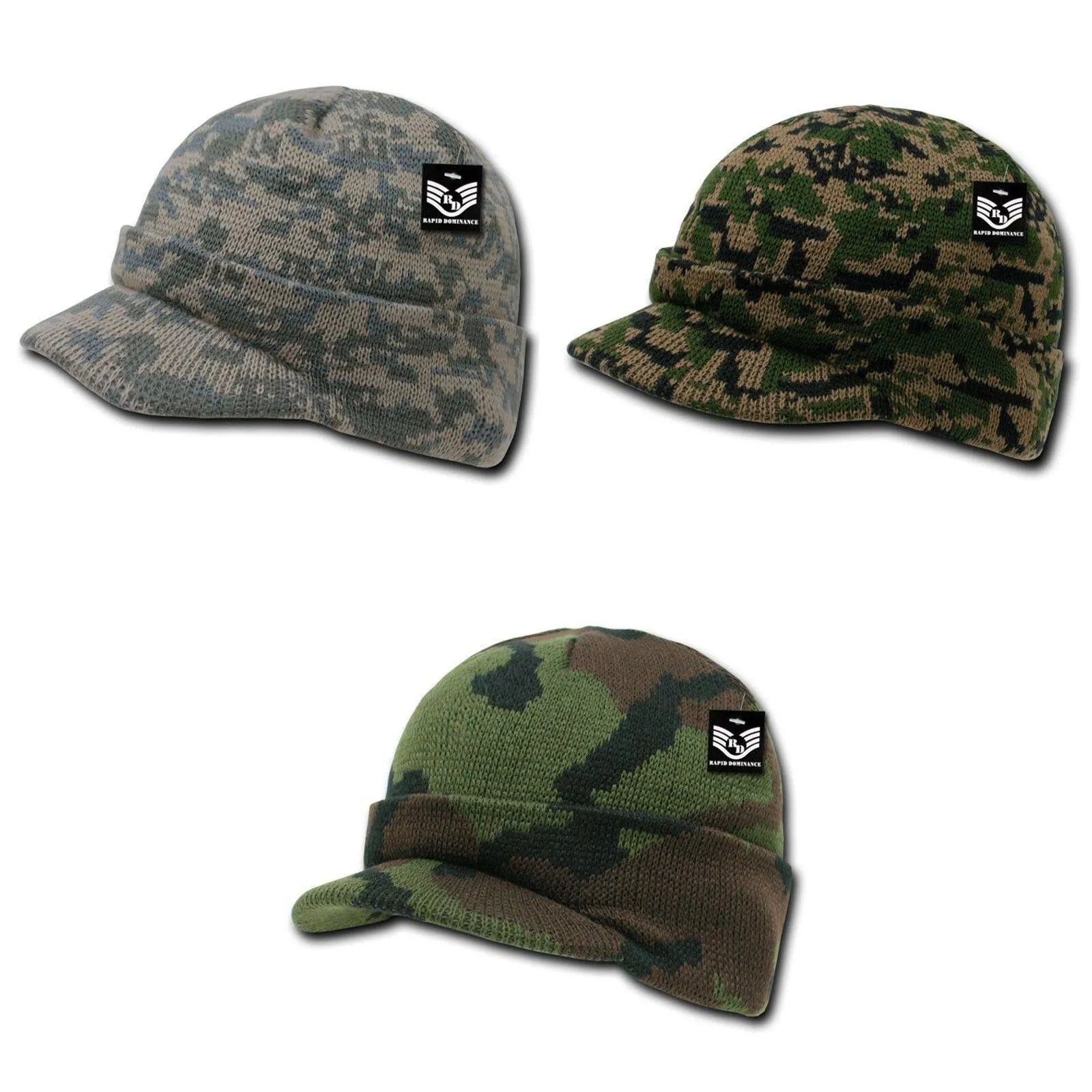 Rapid Dominance 1 Dozen Military Camouflage Beanies Gi Knit Watch Caps Hats Wholesale