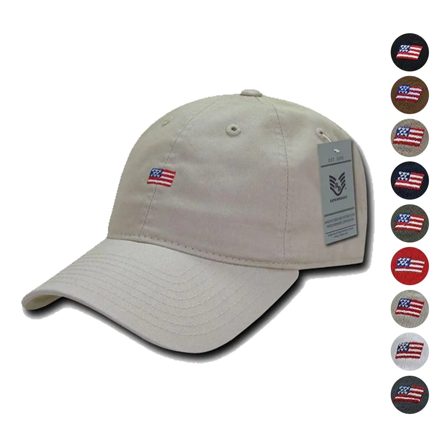 Rapid Dominance Cotton Polo USA American Flag Small Stamp Baseball Dad Caps Hats