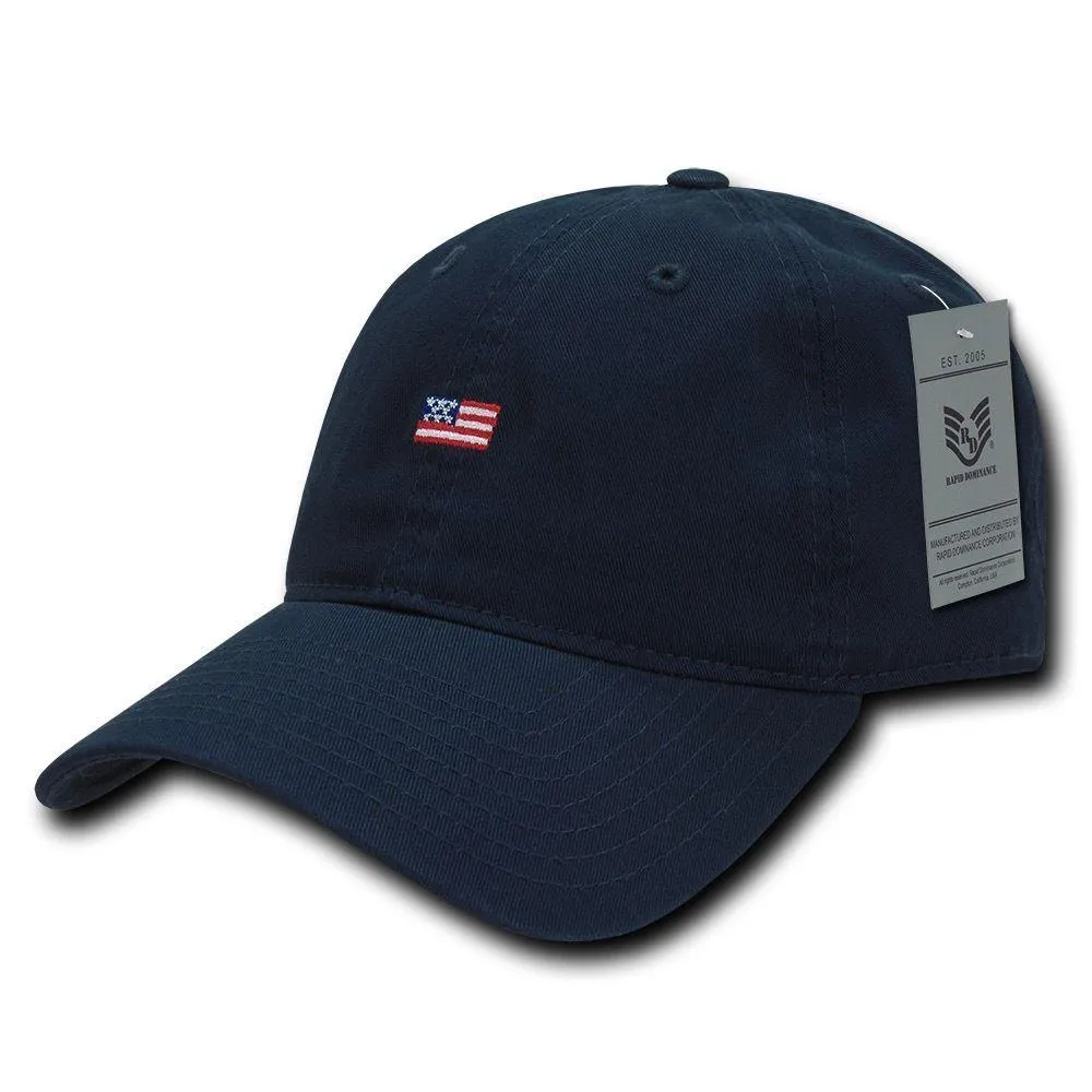 Rapid Dominance Cotton Polo USA American Flag Small Stamp Baseball Dad Caps Hats