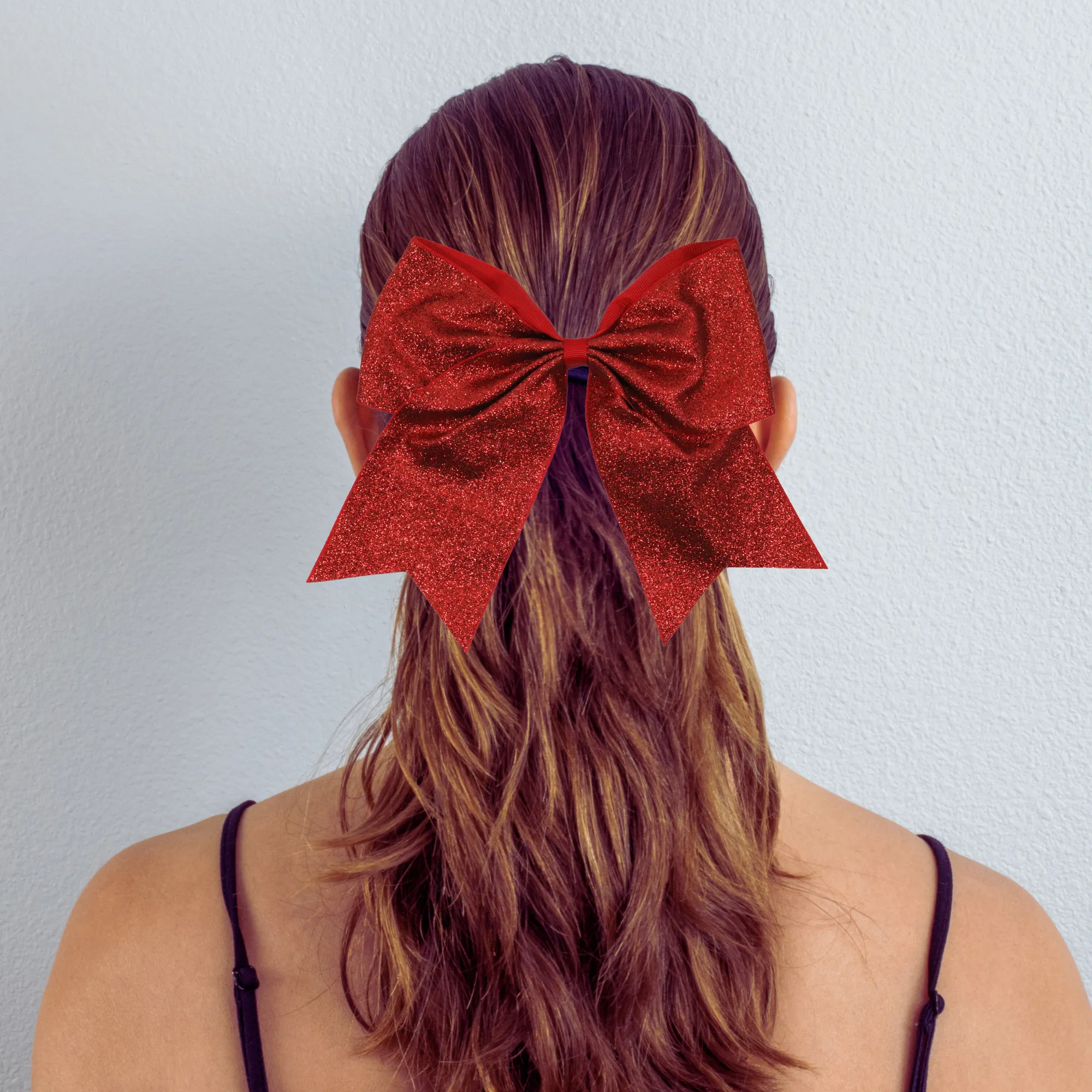 Red Glitter Cheer Bow