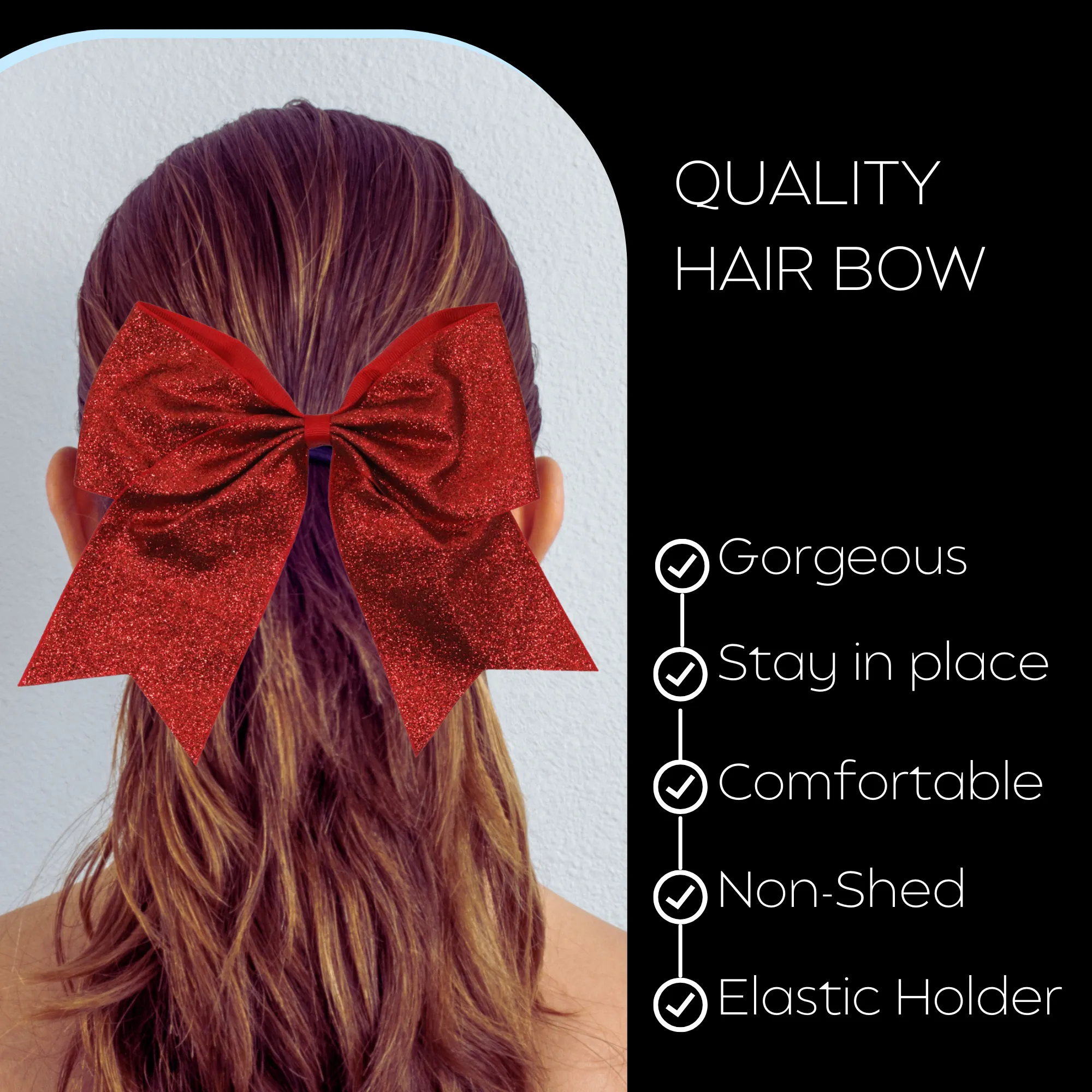 Red Glitter Cheer Bow