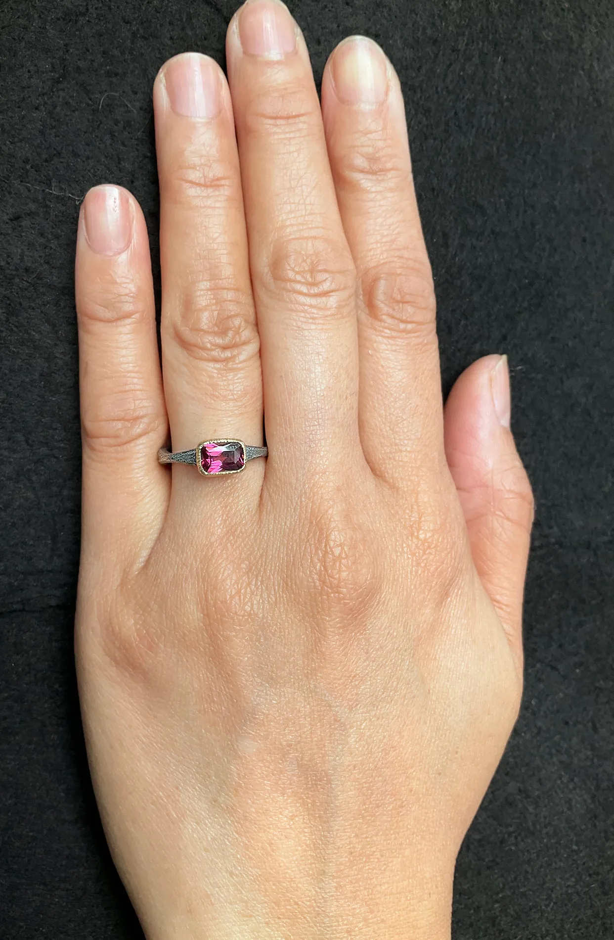 Rhodolite Forged Ring