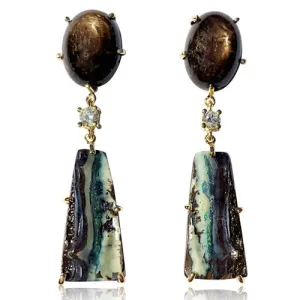 Samburu 18K Gold One of a Kind Gemstone Earrings