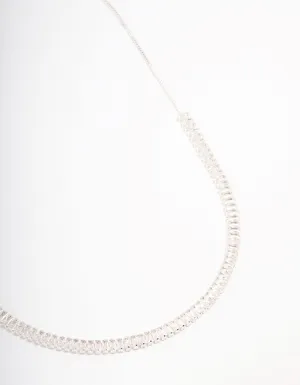 Silver Plated Baguette Chain Cubic Zirconia Necklace