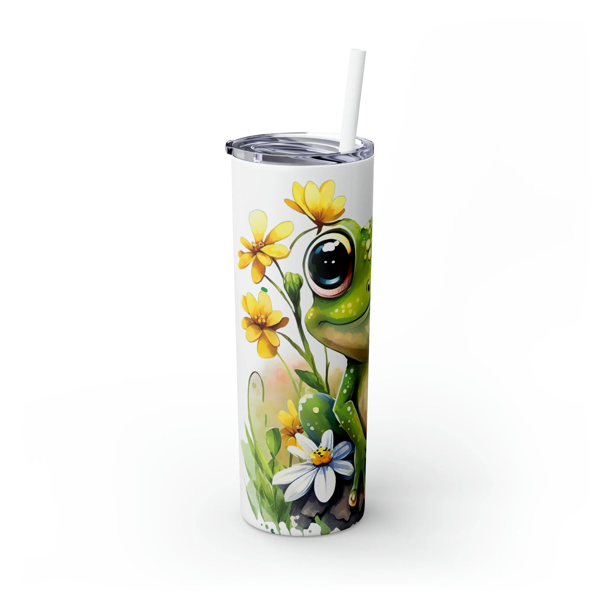 Skinny Tumbler with Straw, 20oz, Frog, awd-538