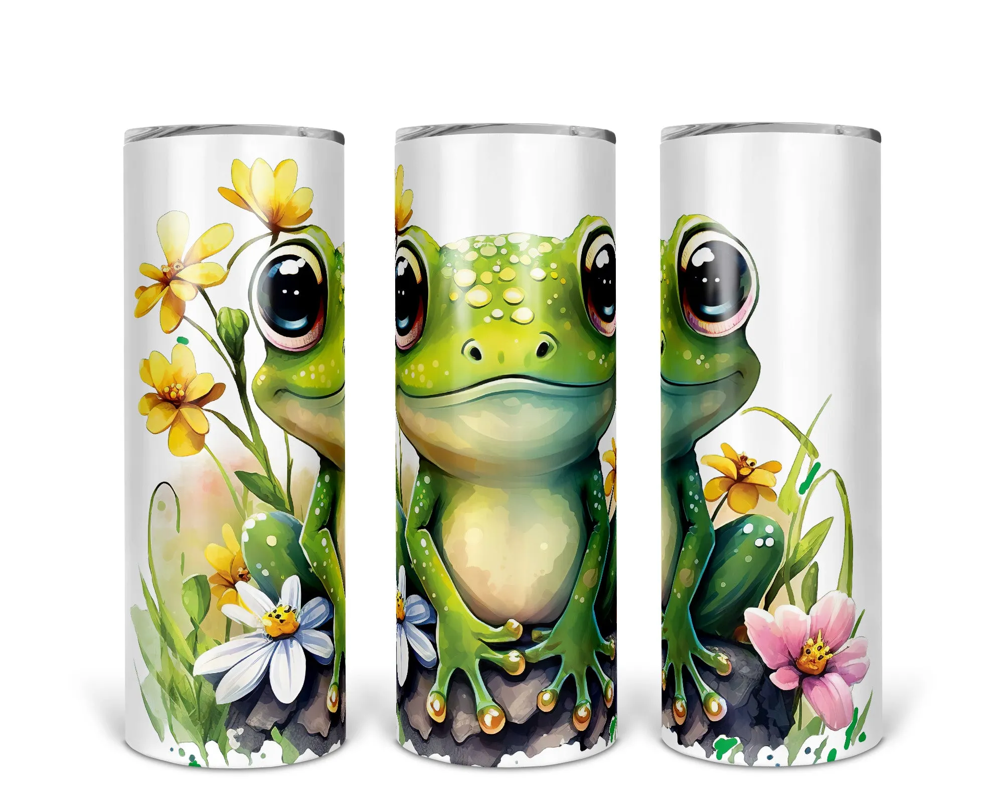 Skinny Tumbler with Straw, 20oz, Frog, awd-538