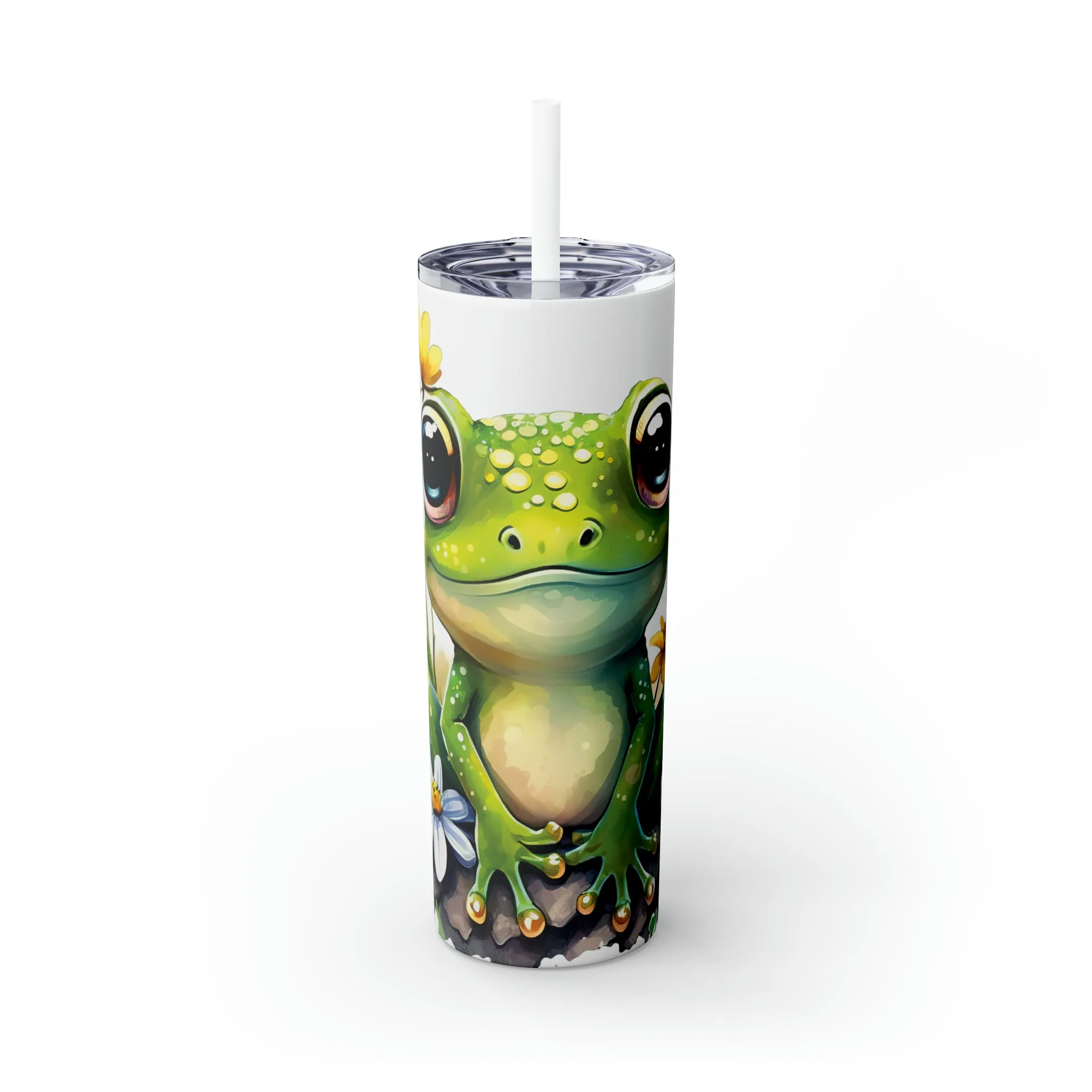 Skinny Tumbler with Straw, 20oz, Frog, awd-538