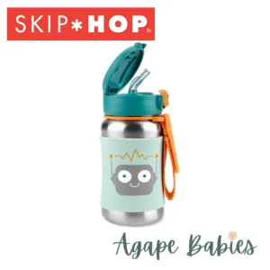 Skip Hop Spark Style Stainless Steel Straw Bottle - Robot