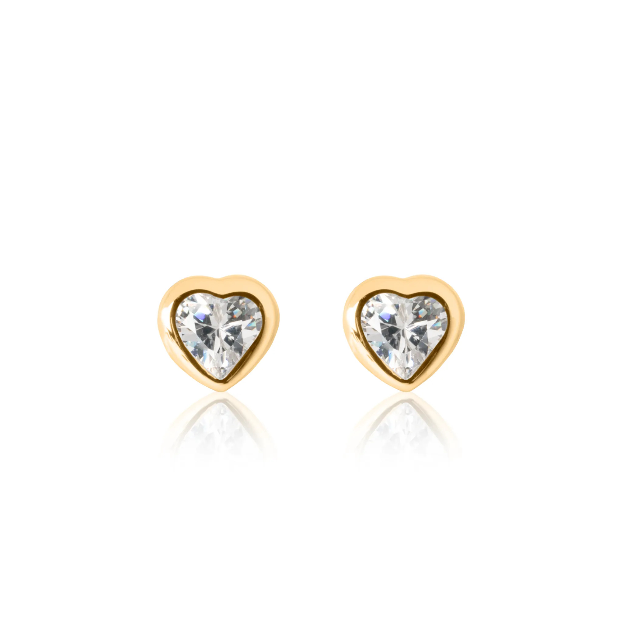 Sparkle Heart Earrings - Yellow Gold