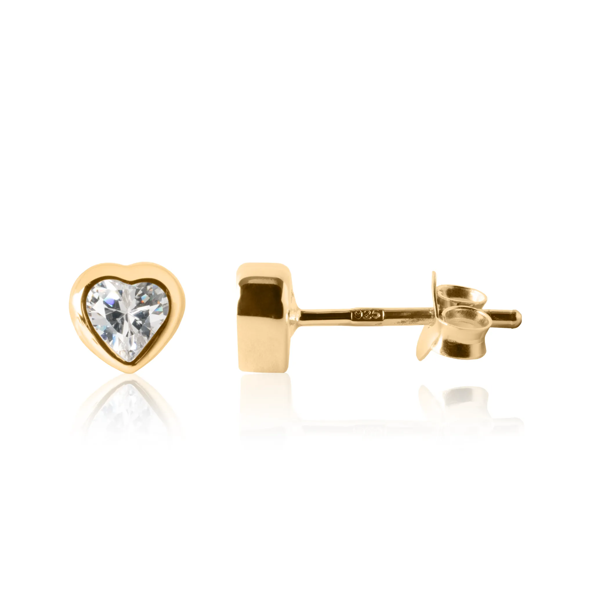 Sparkle Heart Earrings - Yellow Gold