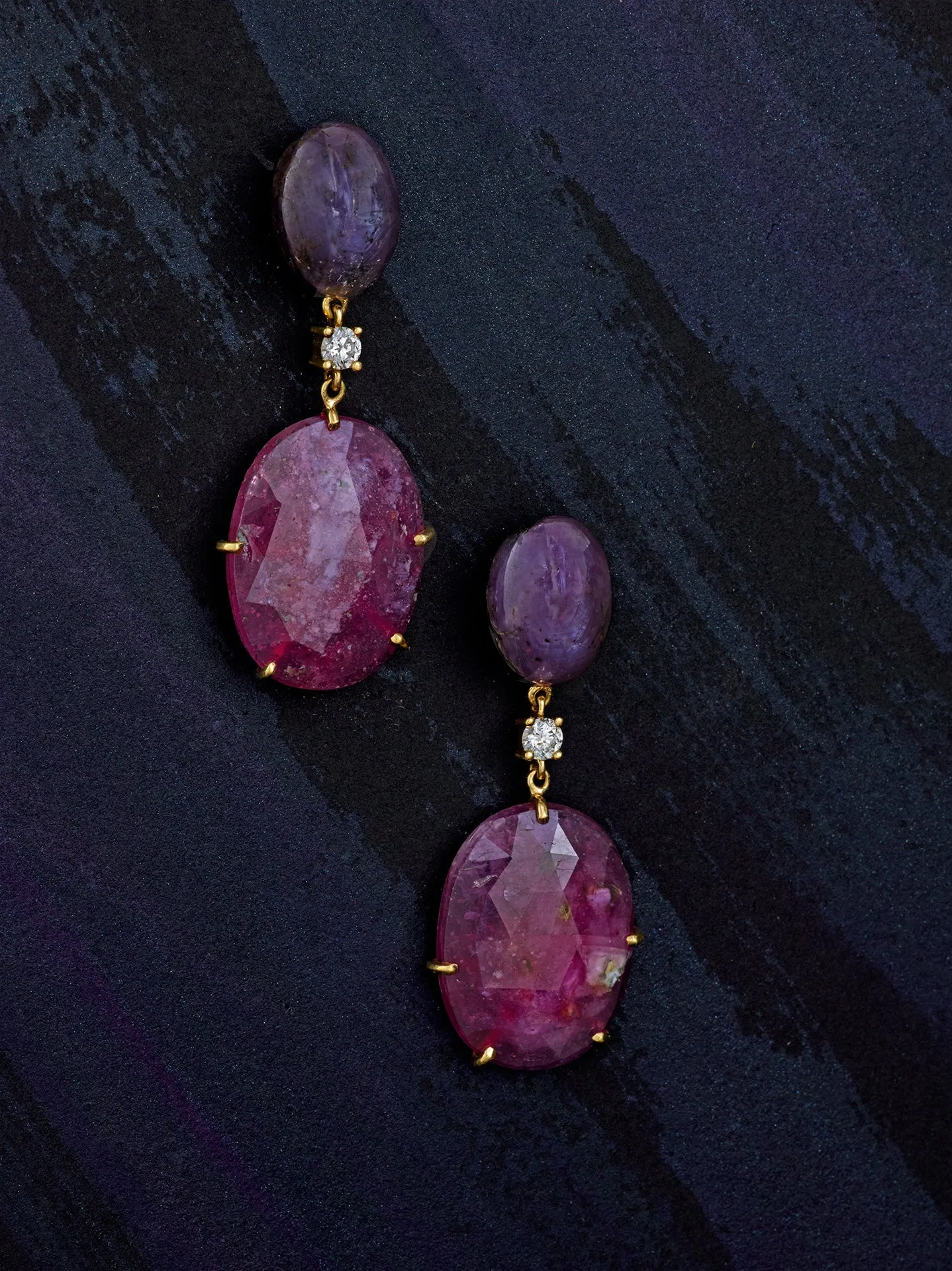 Sri Lanka Pink Sapphire 18K Gold One of a Kind Gemstone Earrings