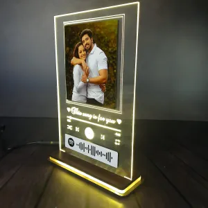 SRIKARA SAMANYU ENTERPRISES Customized Photo and song Spotify LED Plaque | Personalized Printed Frame with scannable code (Transparent, Acrylic, 6 * 8 Inches) Tabletop