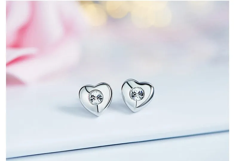 Sterling silver cute tiny hearts earring