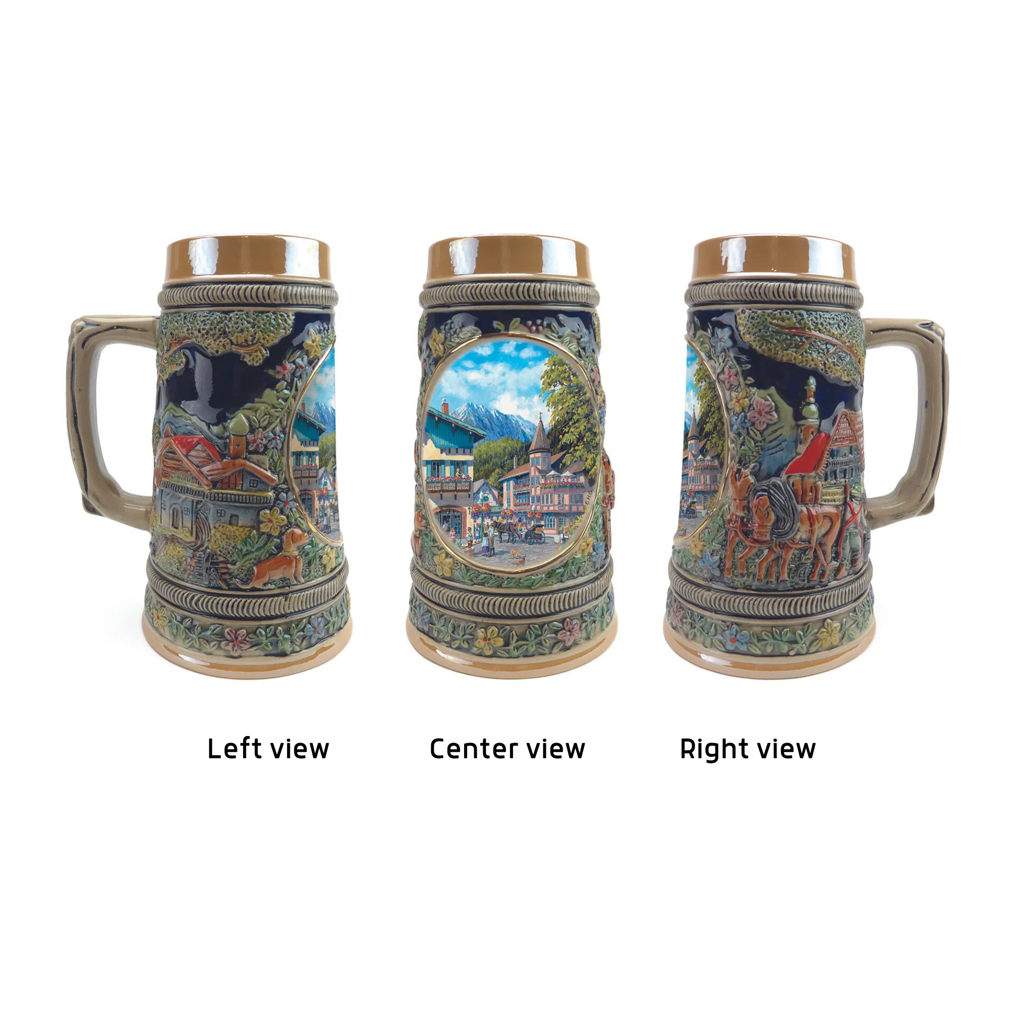 Summer in Germany Beer Stein .55 Liter Embossed Ceramic