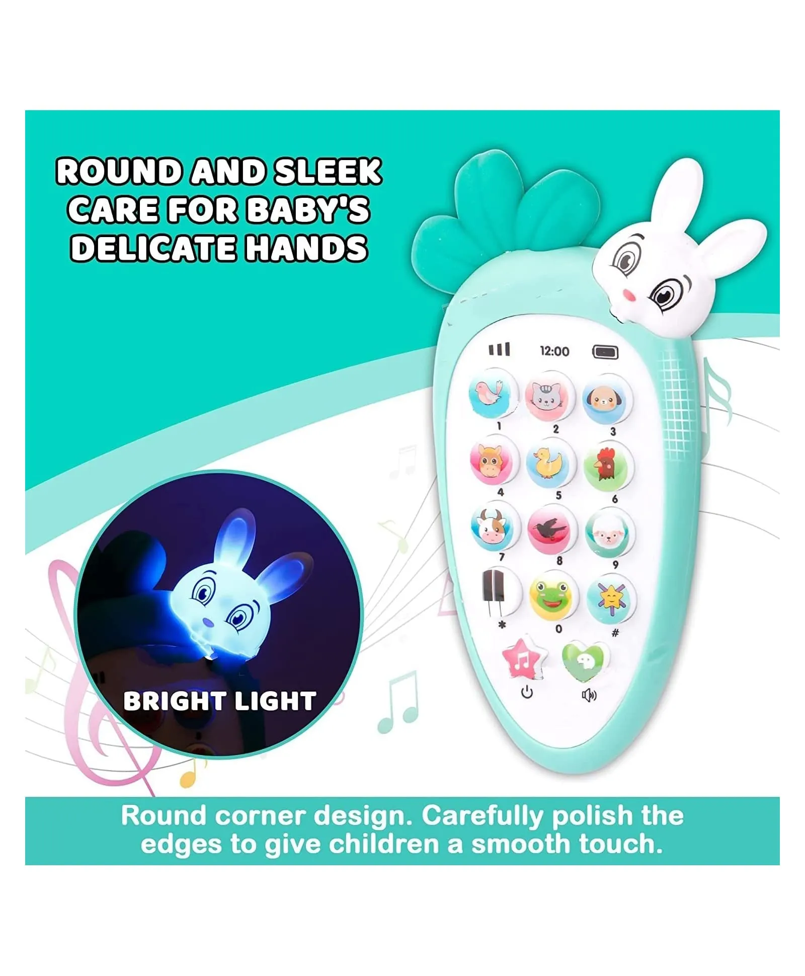 SUPER TOY Battery Operated Mobile Phone Toy with 20 Musical Songs Animal Sound for Kids (Blue)