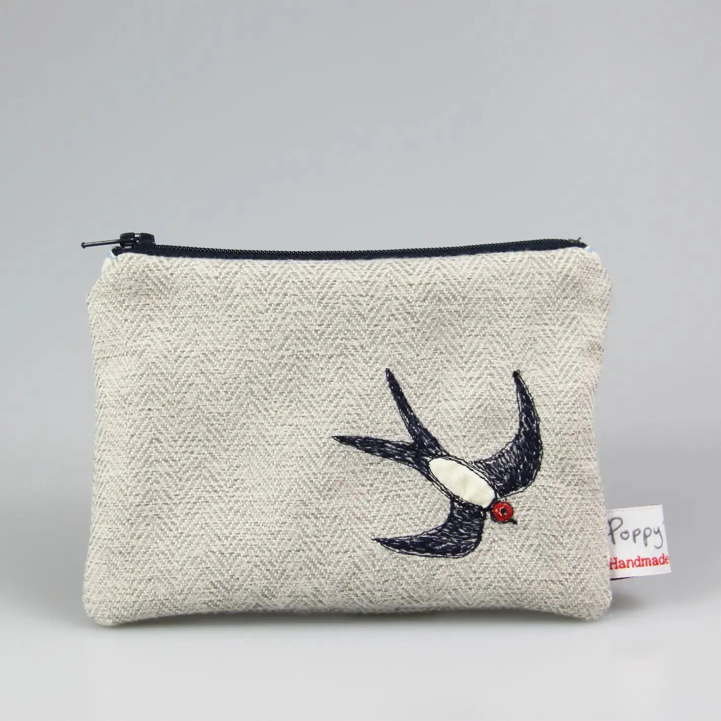 Swallow Embroidered Small Useful Purse