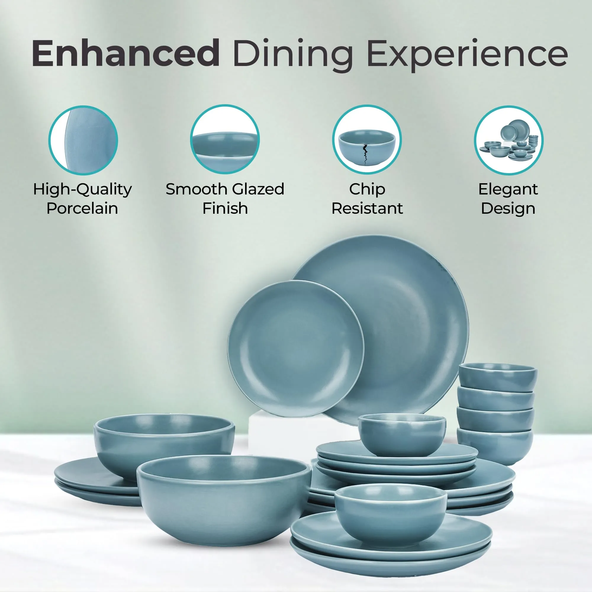 The Better Home Terra Series Ceramic Dinner Set (20 Pcs) | Microwave Safe Dinner Plates and Bowls Sets | Chip Resistant Dinnerware Sets | House Warming Gifts New Home for Couple Men Women