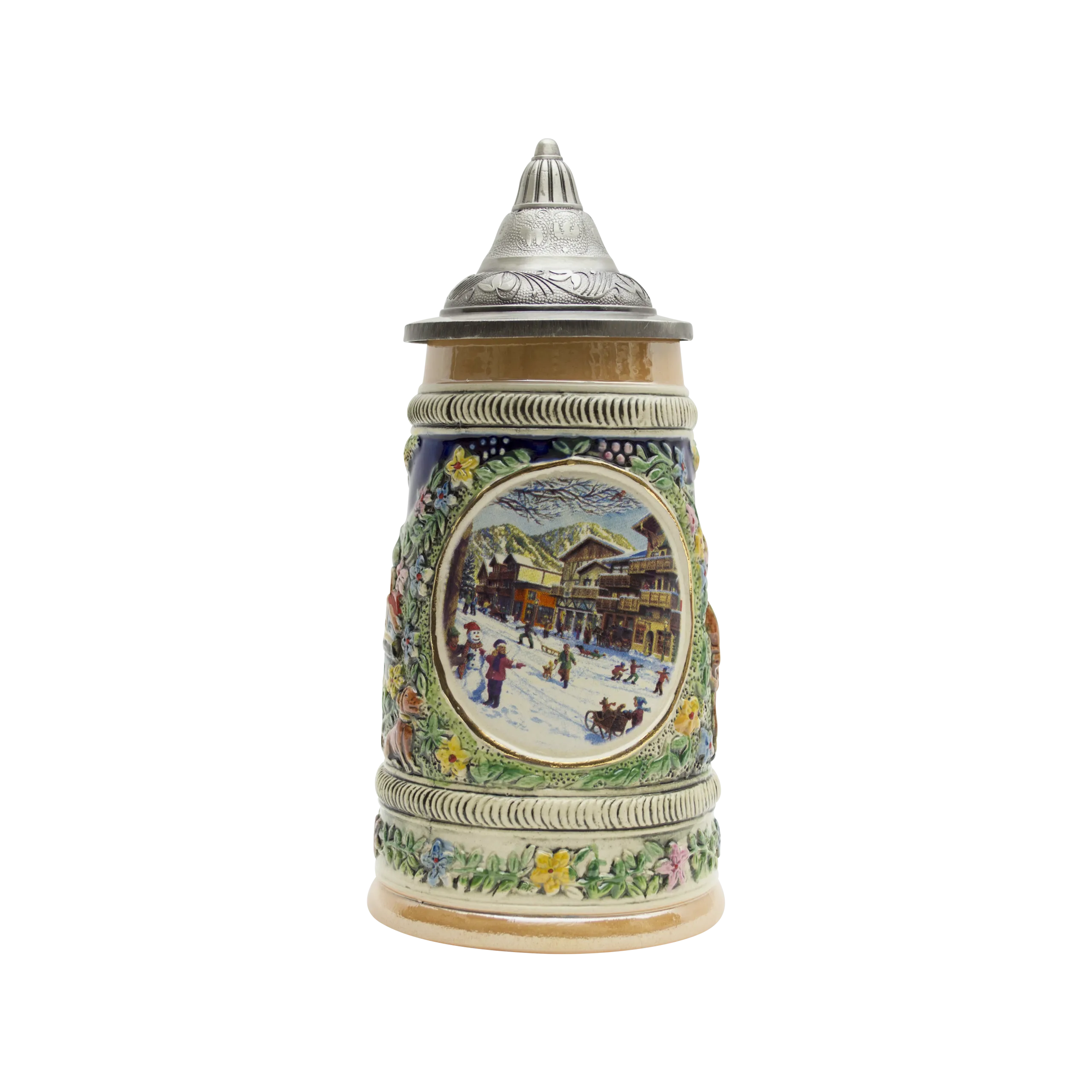 Winter in Germany Beer Stein .55 Liter with Metal Lid