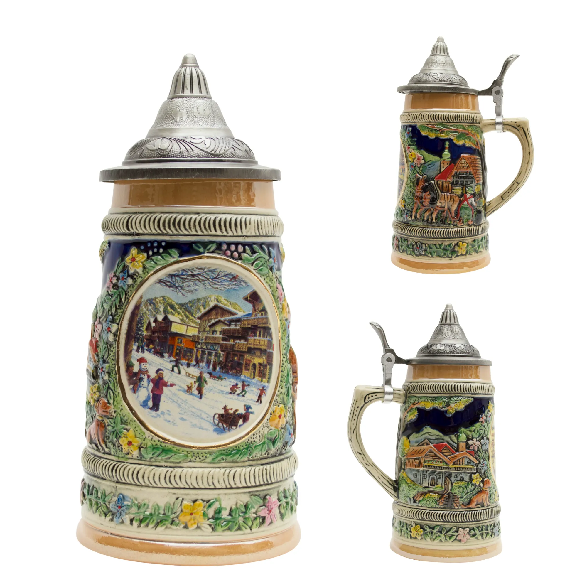 Winter in Germany Beer Stein .55 Liter with Metal Lid