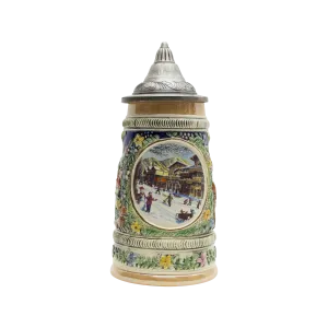 Winter in Germany Beer Stein .55 Liter with Metal Lid